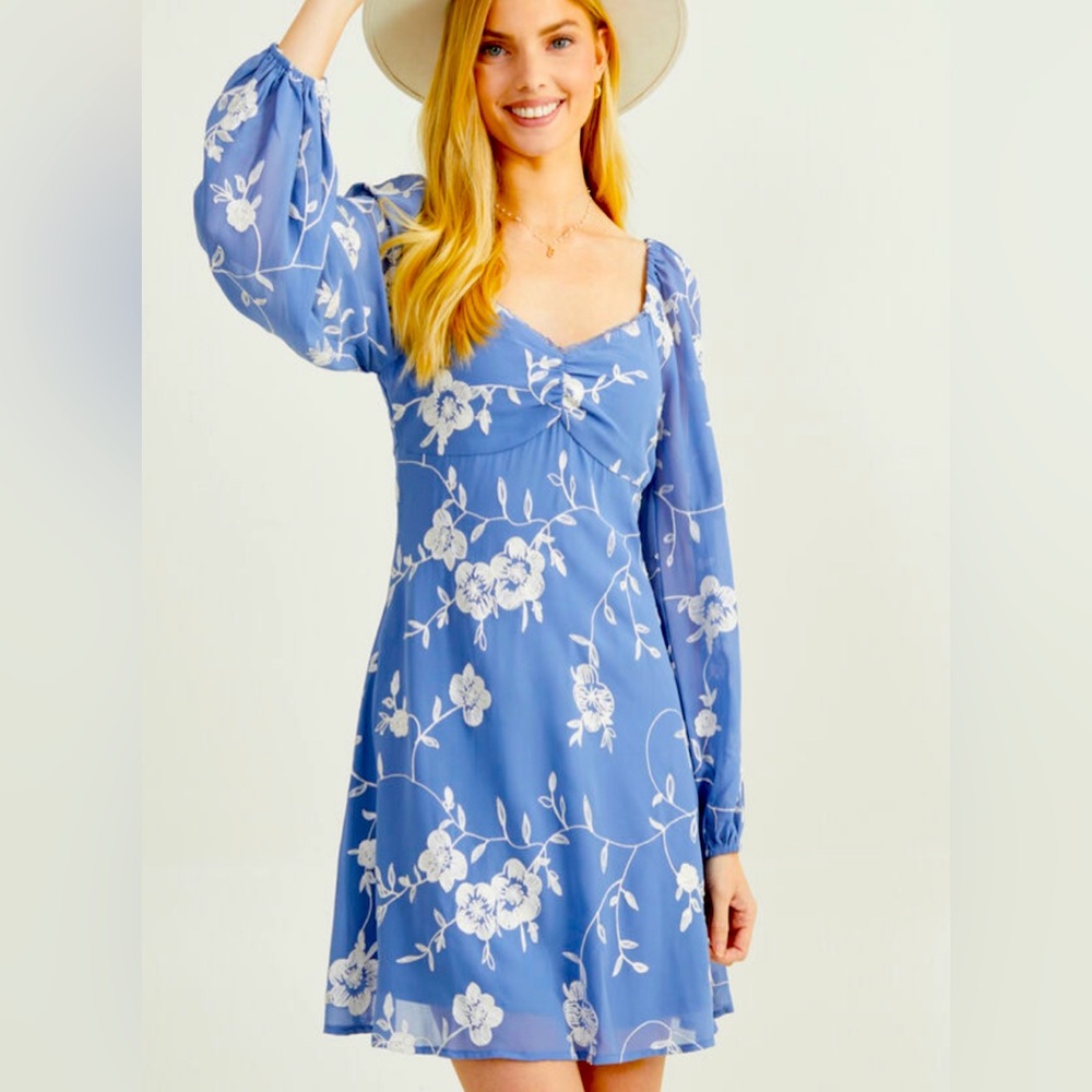Altar’D State Blue Floral “Freya” Dress